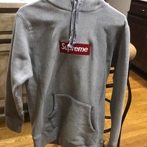 100% authentic heather gray box logo hoodie